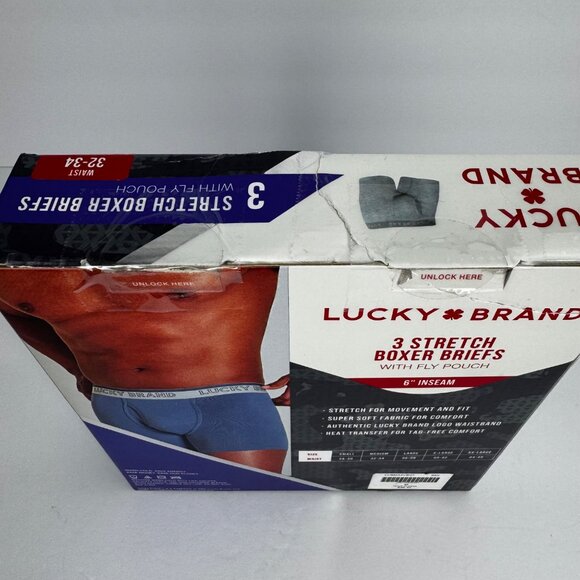 NEW Lucky Brand Sz Med 6'' Inseam 3-Pack Stretch Boxer Briefs Fly Pouch Tagless - Picture 12 of 14